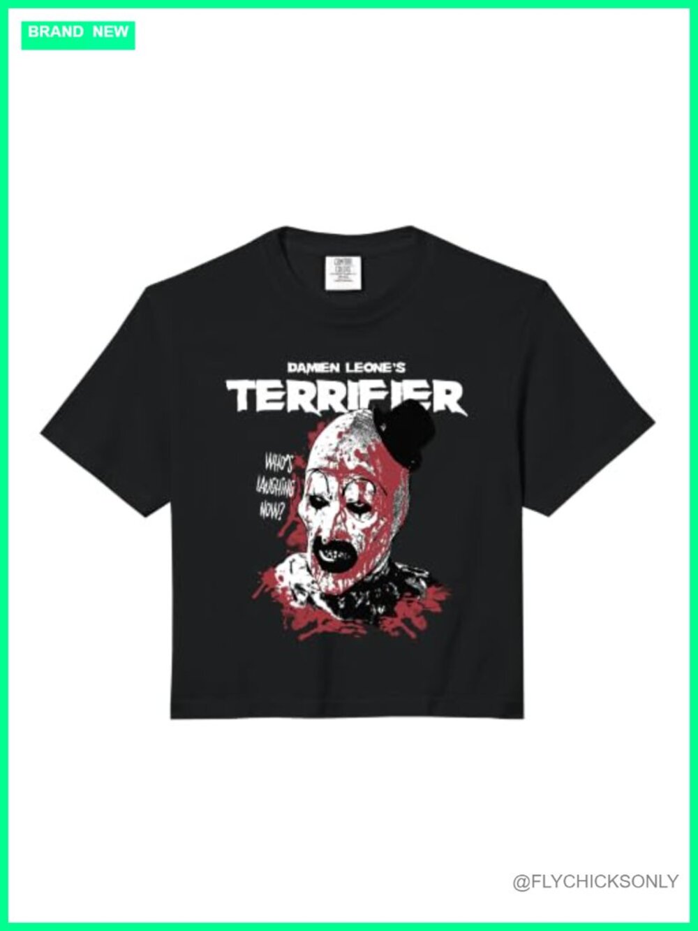 Distressed Art the Clown Graphic Horror Movie Boxy Fit Crop Top
